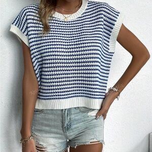Shein Striped Knit Sleeveless Top Women’s L Casual Summer